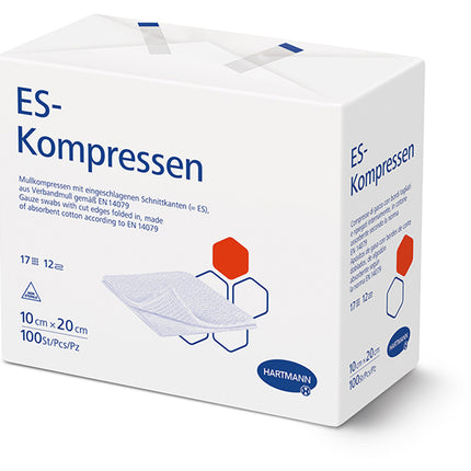 ES Kompressen unsteril, in Papierbeuteln, 17 fädig, 12-fach
