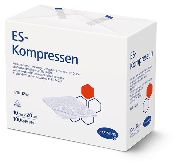 ES Kompressen unsteril, in Papierbeuteln, 17 fädig, 12-fach