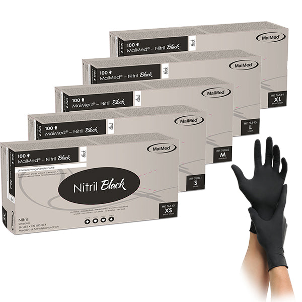 Maimed Nitril Handschuhe PF Schwarz